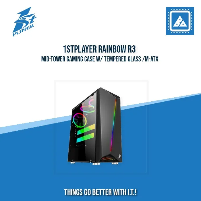 1STPLAYER RAINBOW R3 MID-TOWER GAMING CASE W/ TEMPERED GLASS /M-ATX (BLACK)