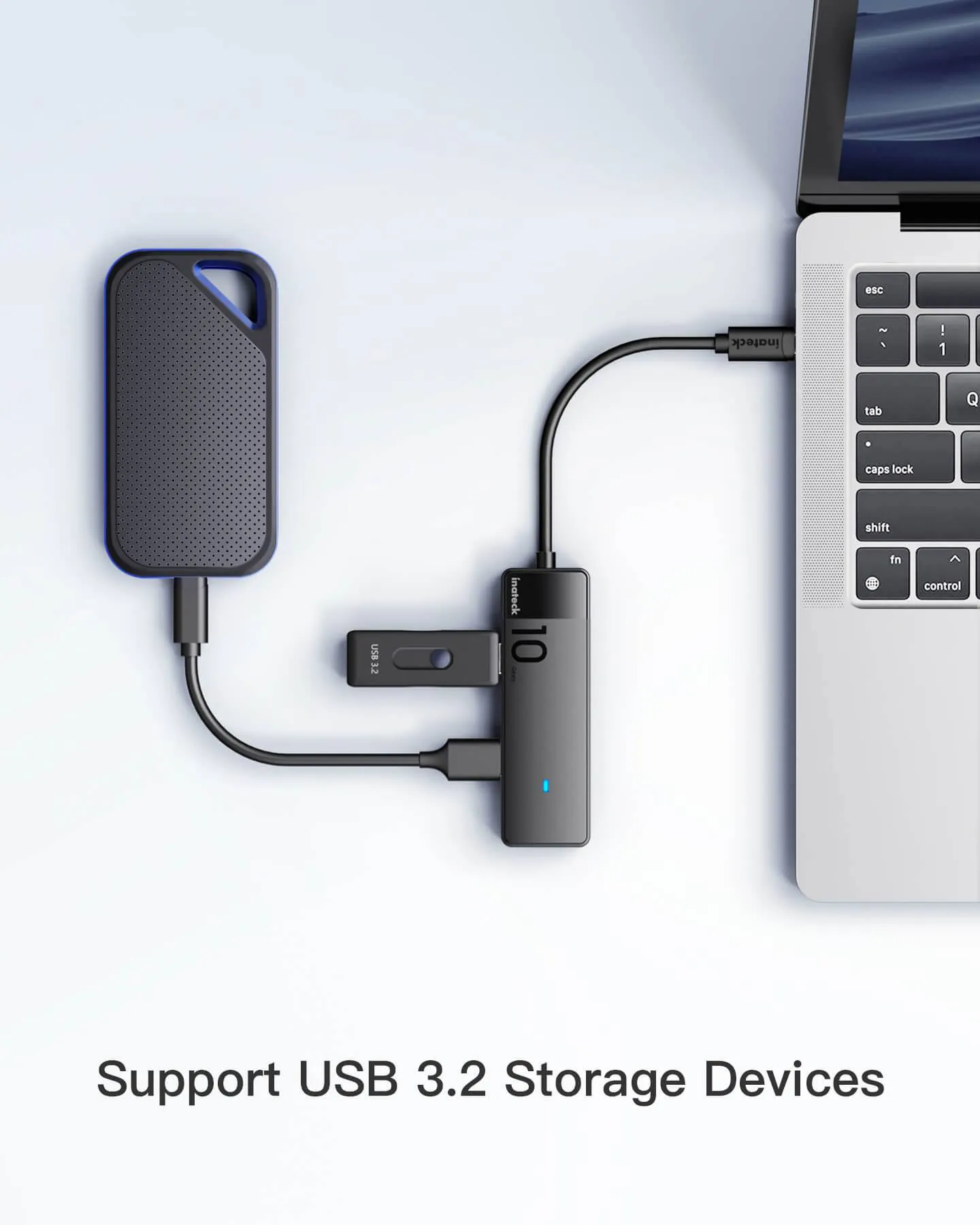 4-in-1 USB 3.2 Gen 2 Hub with USB-C to 4 USB-A Ports, HB2025