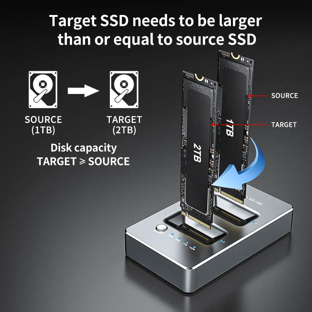 Acasis 10Gbps M.2 NVMe 2 Bay Duplicator Offline Clone Hard Drives Base