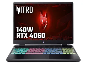 Acer Nitro 16, Gaming Laptop, AMD Ryzen 7 7735HS, NVIDIA GeForce RTX 4060, 16 GB RAM, 1 TB SSD, 16" Inch WQXGA Display, Win 11, Black