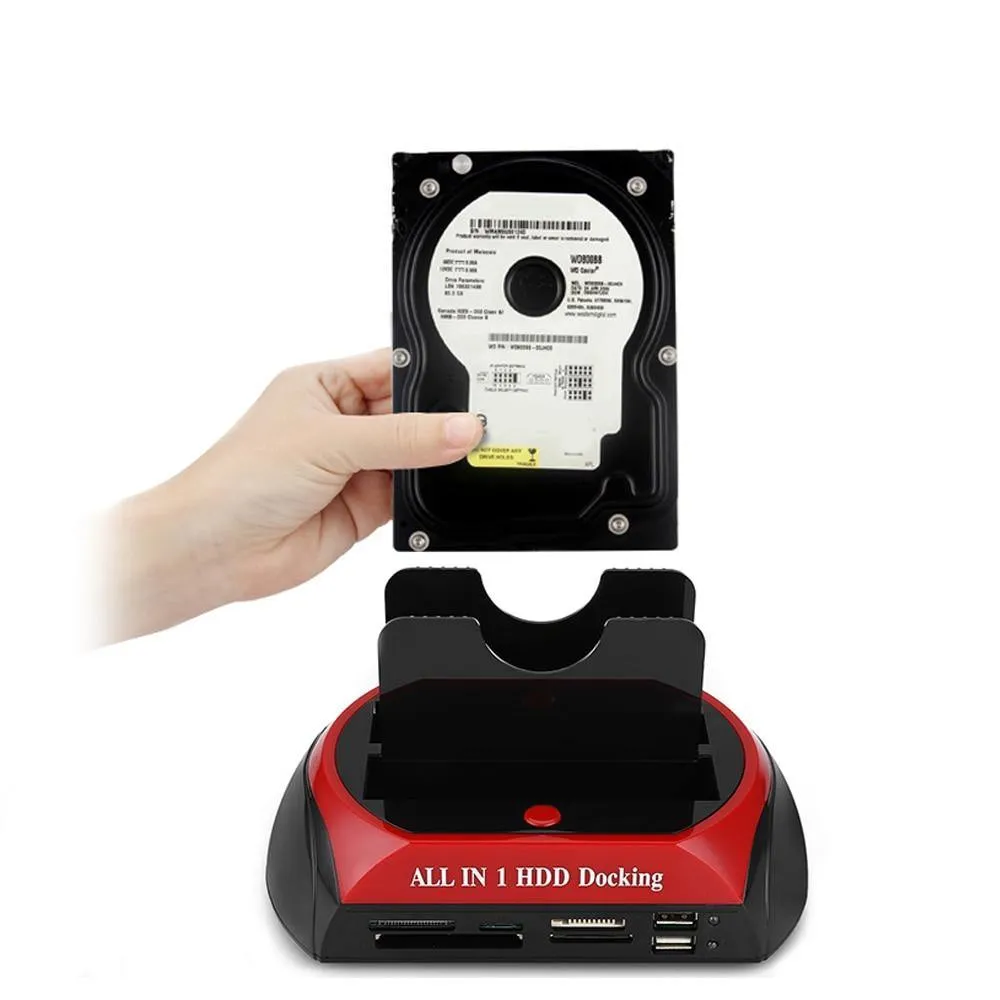 All-in-1 Dual Hard Drive HDD Docking Station with One Touch Backup for 2.5"/3.5" SATA IDE