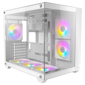 Antec CX800 RGB Elite Dual Chamber Gaming Case w/ Glass Side & Front, ATX, 6x RGB Fans, LED Button, Asus BTF Compatible, White