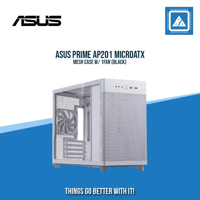 ASUS PRIME AP201 TEMPERED GLASS MICROATX CASE W/ 1FAN (WHITE)