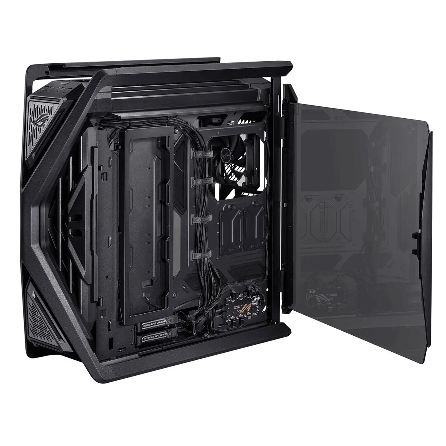 ASUS ROG Hyperion GR701 EATX full-tower computer case with semi-open structure, tool-free side panels, supports up to 2 x 420mm radiators, built-in graphics card holder,2x front panel Type-C