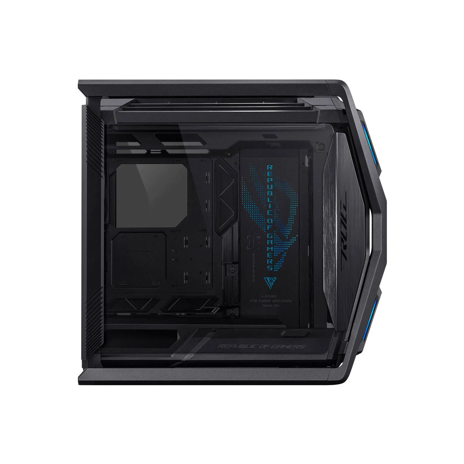 ASUS ROG Hyperion GR701 EATX full-tower computer case with semi-open structure, tool-free side panels, supports up to 2 x 420mm radiators, built-in graphics card holder,2x front panel Type-C