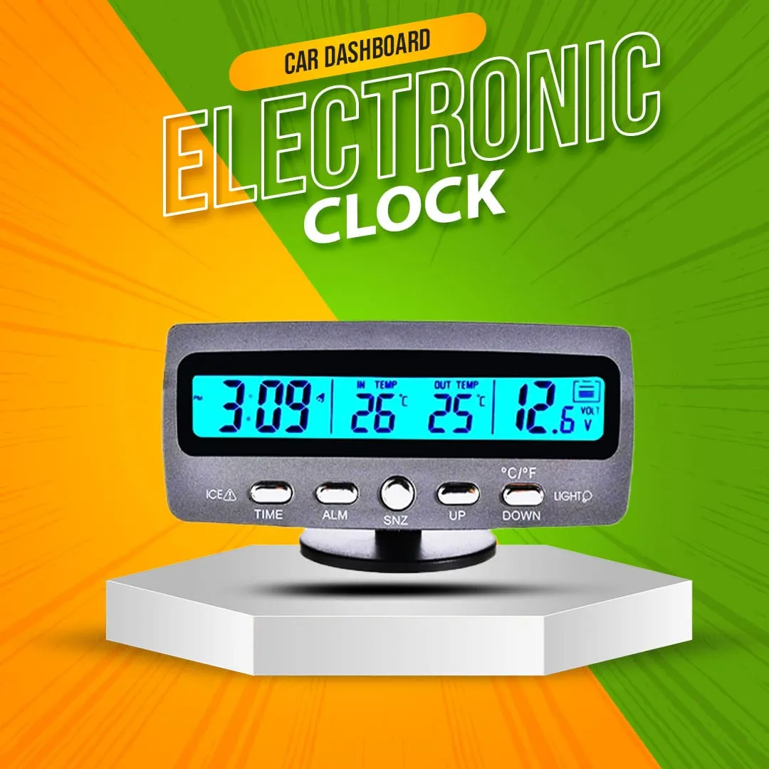 Car Electronic Dashboard Clock with Freeze-Alert, Thermometer, Voltage Meter, Clock - VST-7045V