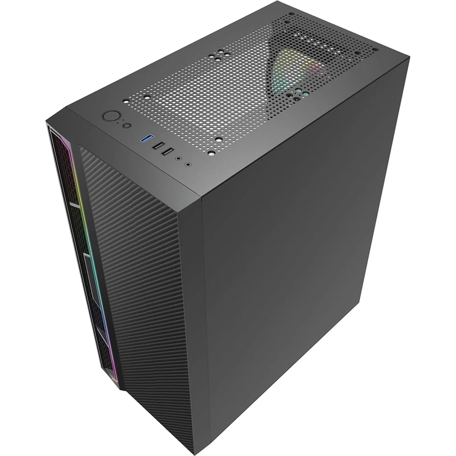 CiT Galaxy Gaming Case w/ Glass Side, ATX, LED Front Strip, Rear RGB Fan, LED Button - 13 Modes, Black