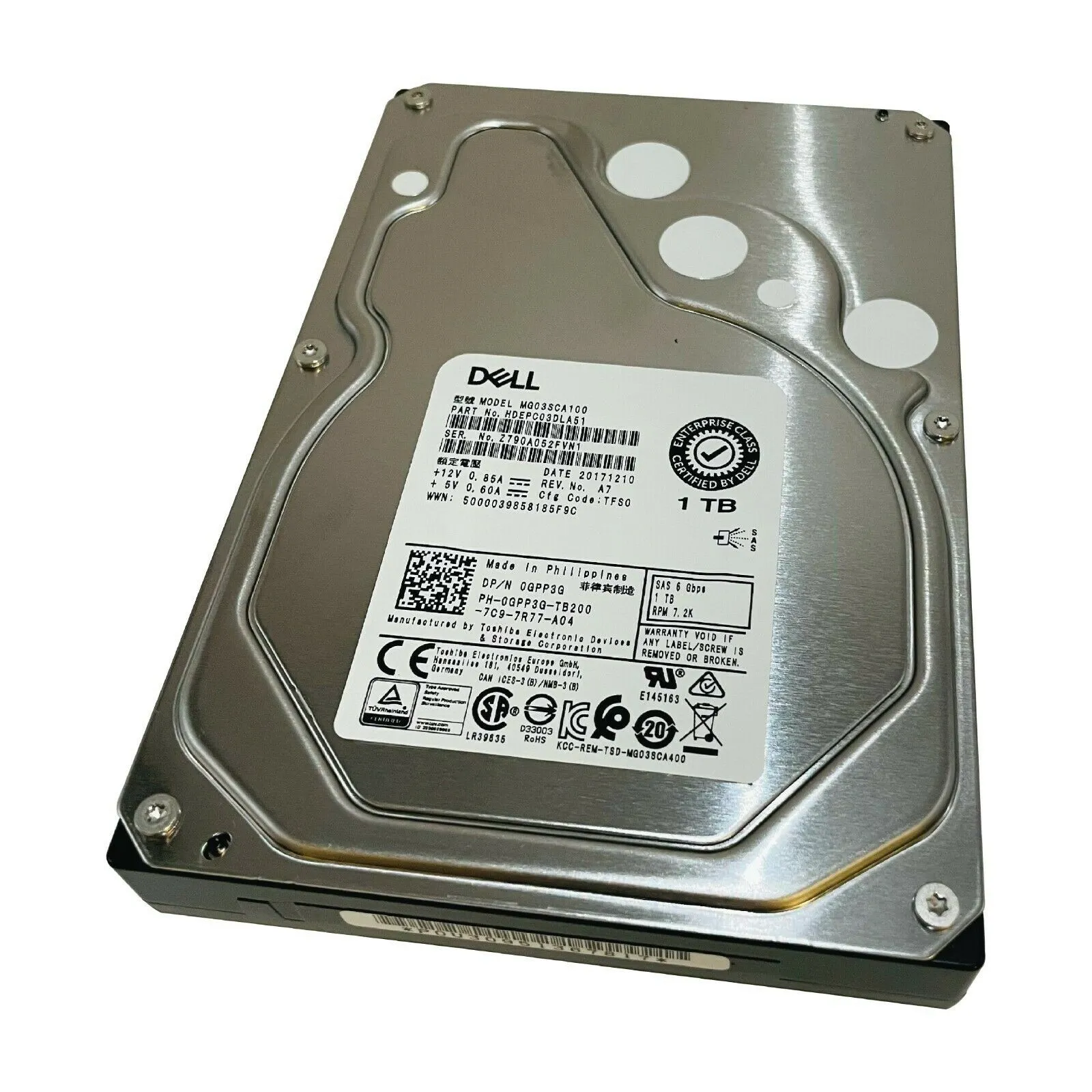 Dell (SAS) 3.5" 1TB Internal HD 7200rpm HDD HDEPC03DLA51 0GPP3G MG03SCA100