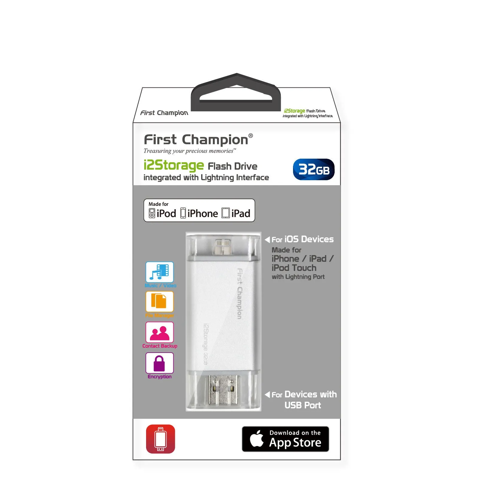 First Champion MFi Lightning Flash Drives i2Storage 32GB