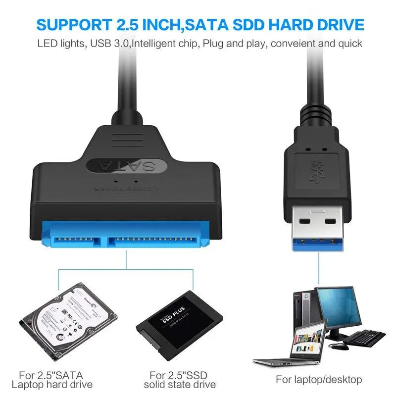 High-Speed SATA to USB Cable for HDD SSD Data Transfer - Lightning-Fast Connections