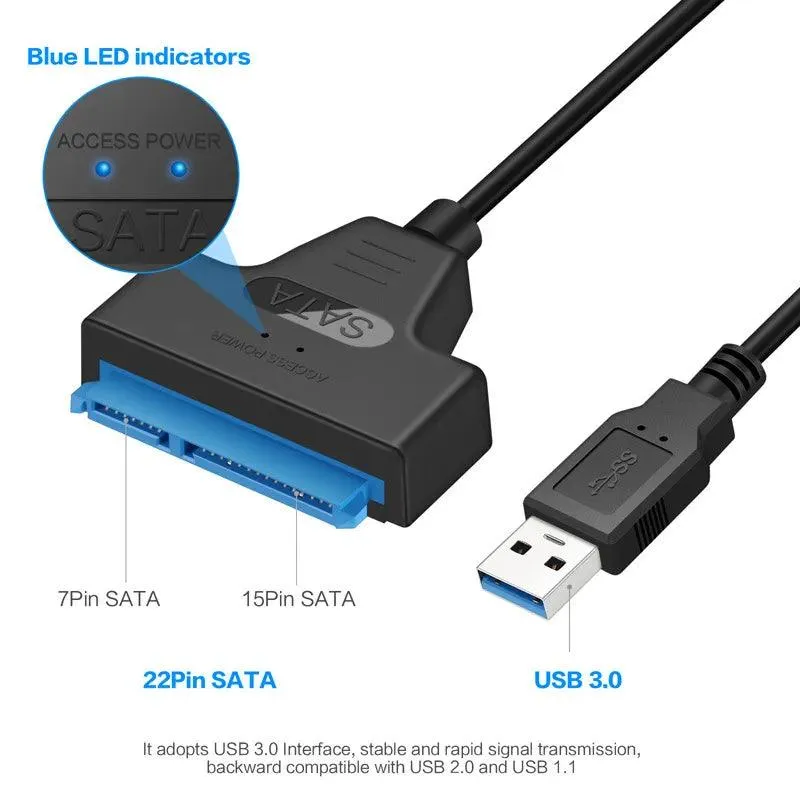 High-Speed SATA to USB Cable for HDD SSD Data Transfer - Lightning-Fast Connections