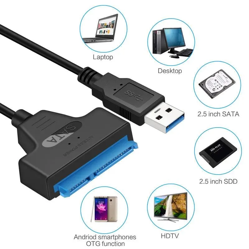 High-Speed SATA to USB Cable for HDD SSD Data Transfer - Lightning-Fast Connections