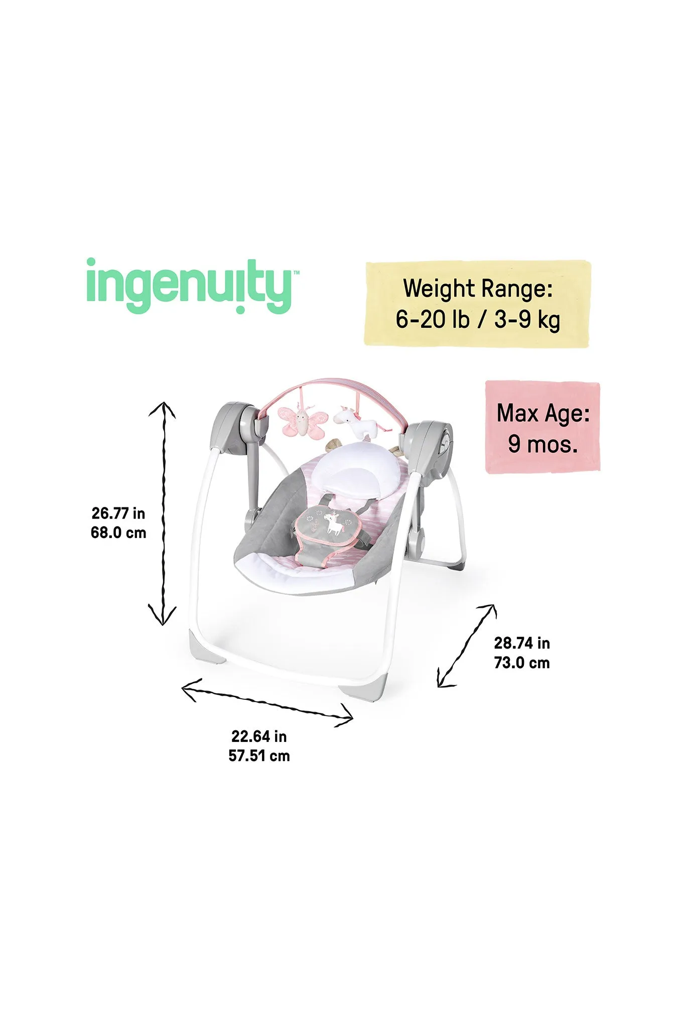 Ingenuity Comfort 2 Go Compact Portable Baby Swing