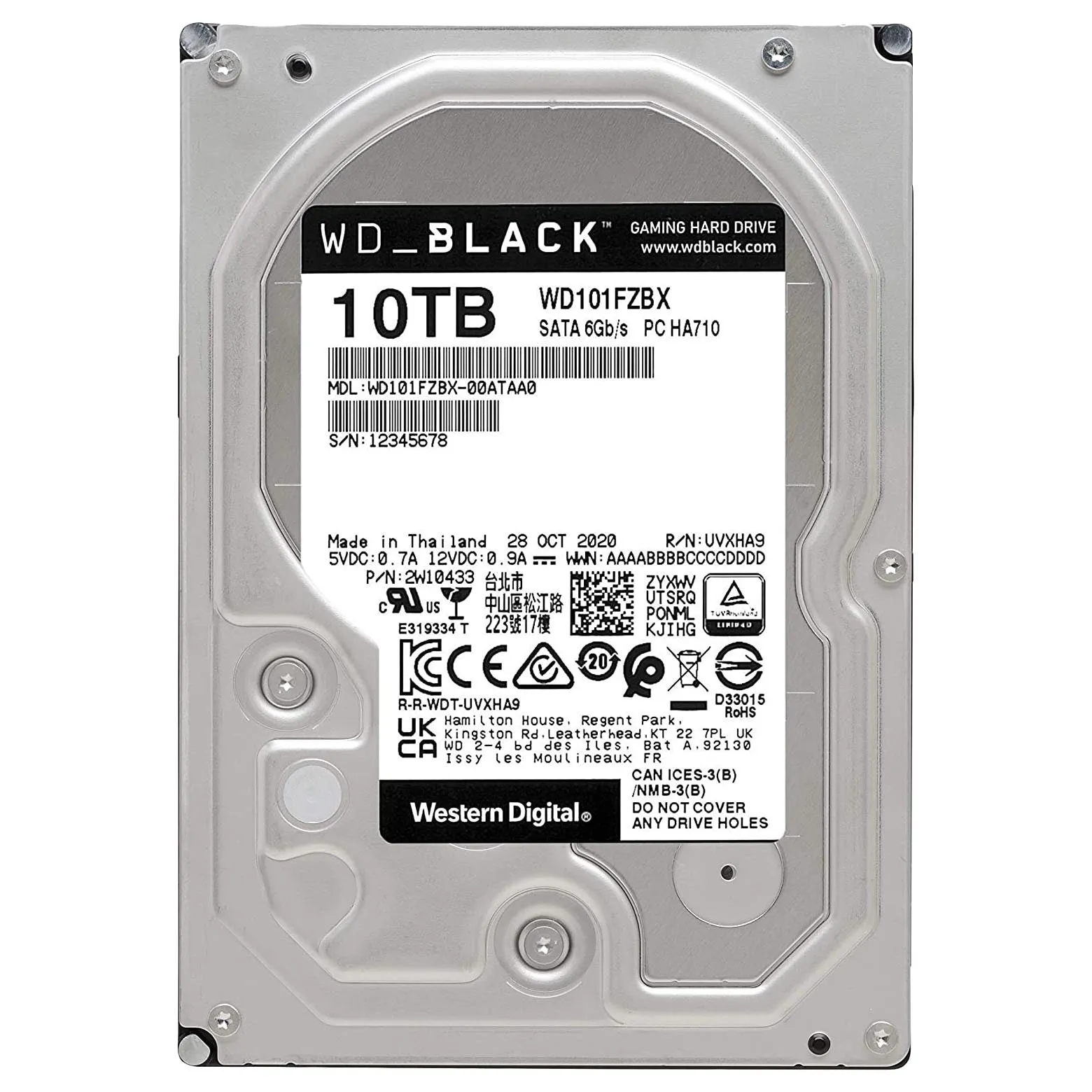 Internal hard drive Western Digital WD Black Gaming, WD101FZBX, 10 TB