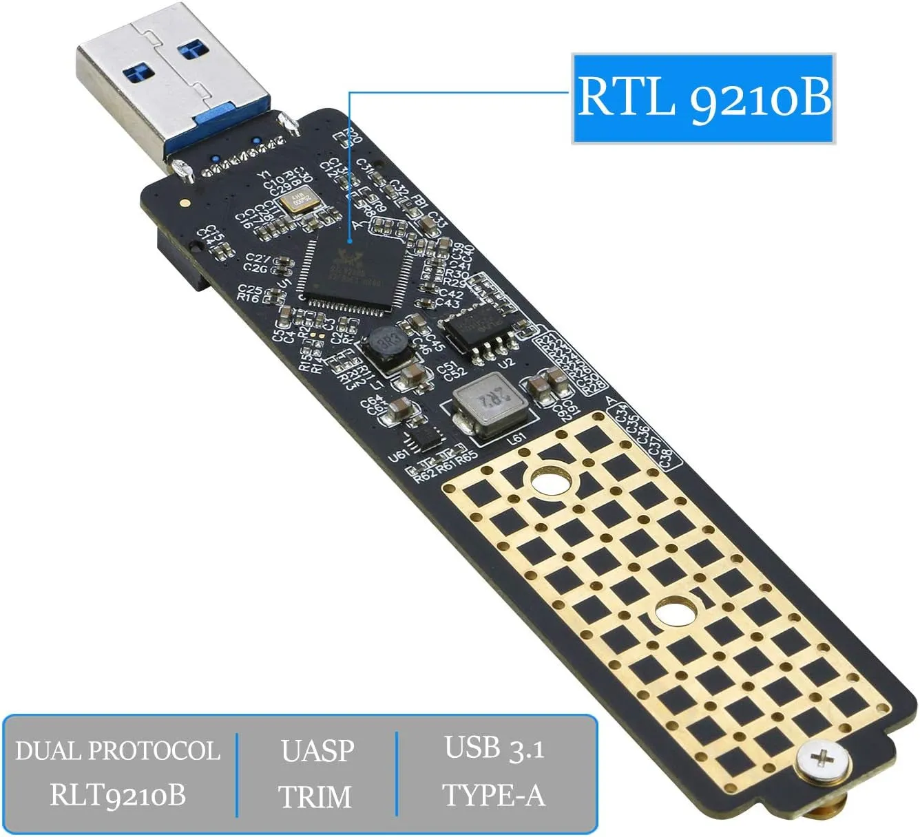 M.2 to USB Adapter, RIITOP Nvme to USB 3.1 Reader Card Compatible with Both Nvme (Pci-E) M Key SSD & (B M Key SATA Based) NGFF SSD