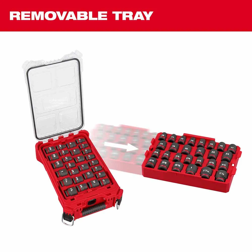 Milwaukee 49-66-6804 Shockwave Impact Duty Socket 1/2" Drive 27-Piece MM Packout Set