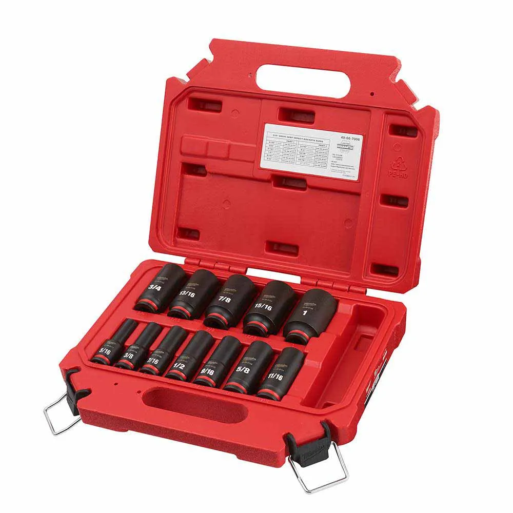 Milwaukee 49-66-7006 12PCSHOCKWAVE Impact Duty™ 3/8" Drive SAE Deep 6 Point Socket Set