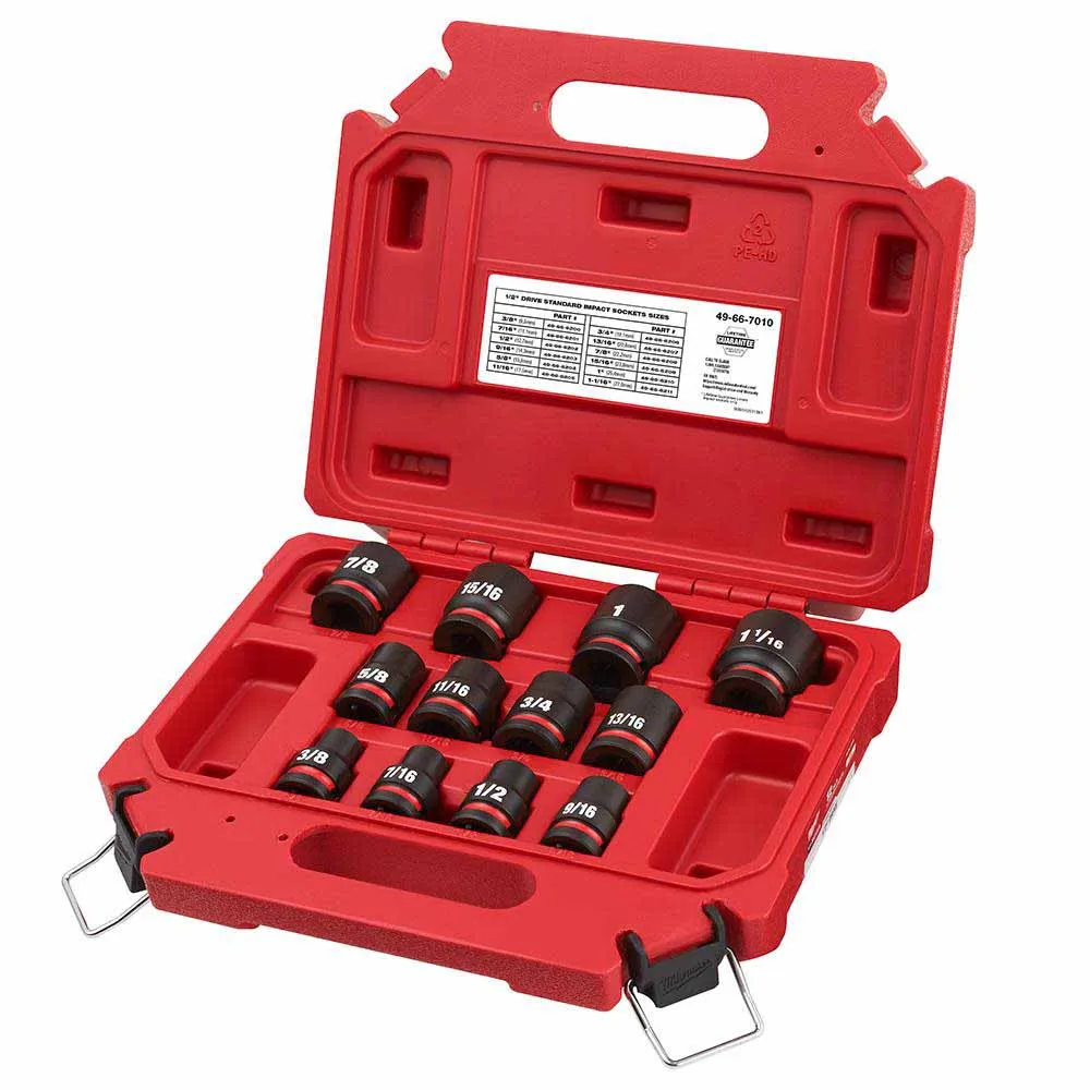 Milwaukee 49-66-7010 12PCSHOCKWAVE Impact Duty™ 1/2" Drive SAE Standard 6 Point Socket Set