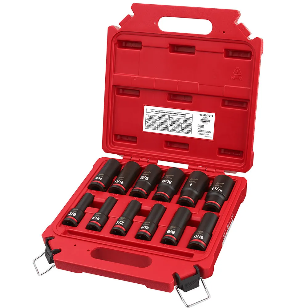 Milwaukee 49-66-7011 12PCSHOCKWAVE Impact Duty™ 1/2" Drive SAE Deep 6 Point Socket Set