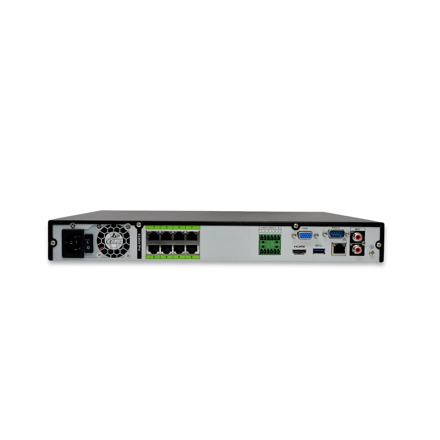 MNR5208-8P-AI | 8 Channel 4K H.265  Pro-AI NVR with 40TB (2x20TB) HDD Max Capacity - HDDs Not Included