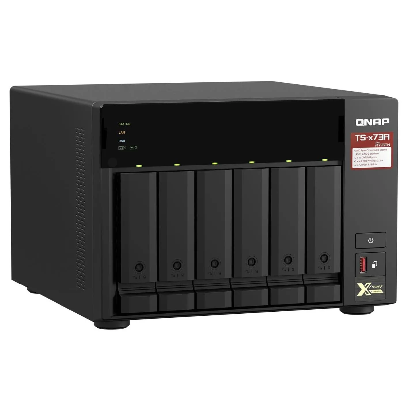 Network storage QNAP TS-673A, 6 bays, 8GB DDR4, without disks, black