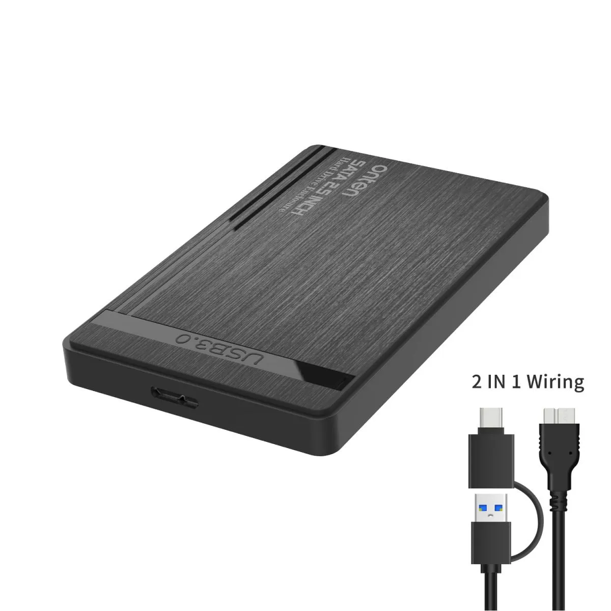 Onten UHD1 2.5 inch External Hard Drive Box with 2 in 1 Cable