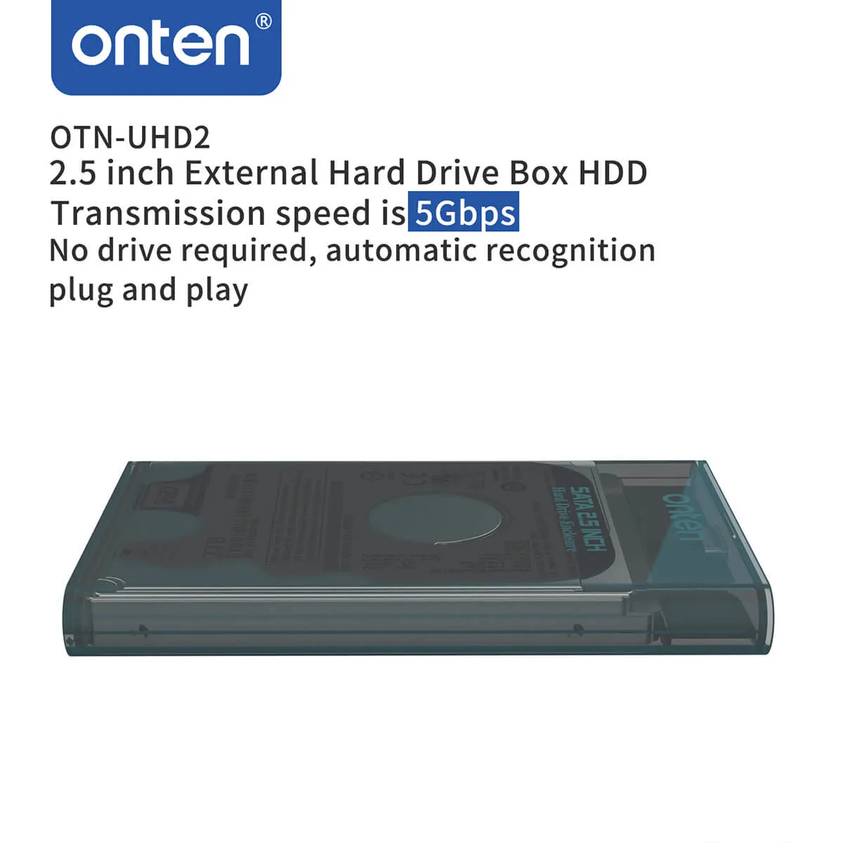 Onten UHD2 2.5 inch External Hard Drive Box with Data Cable