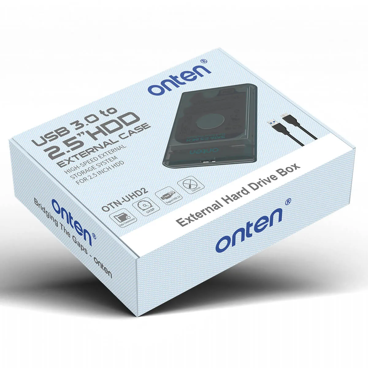 Onten UHD2 2.5 inch External Hard Drive Box with Data Cable