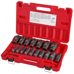 Open Box -  Milwaukee SHOCKWAVE 1/2 in. Drive SAE Deep Well 6 Point Impact Socket Set (18-Piece)