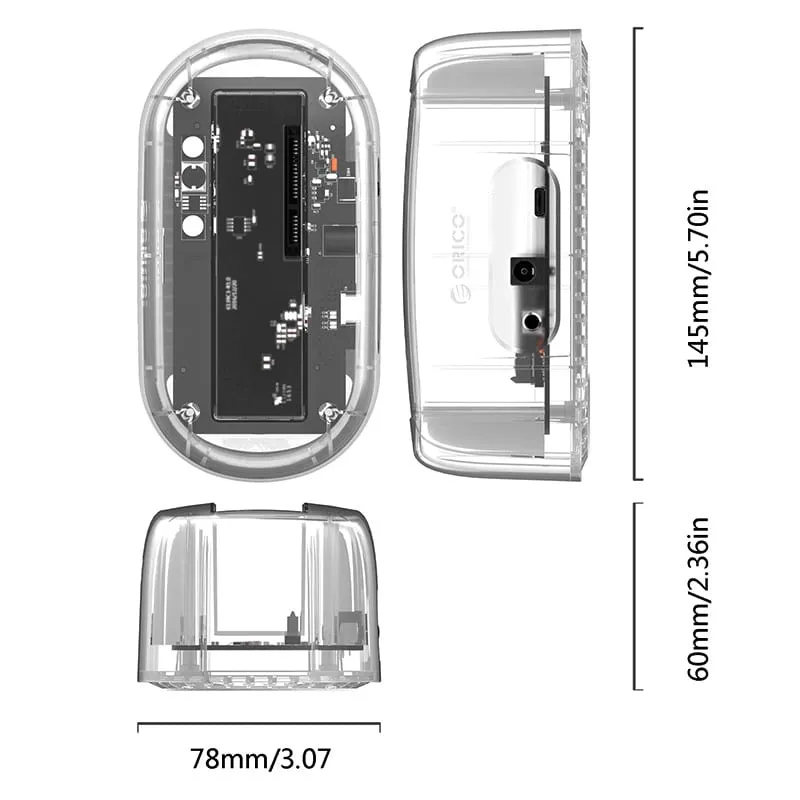 Orico Usb-C 2.5" / 3.5" Hdd|Ssd Dock Transparent