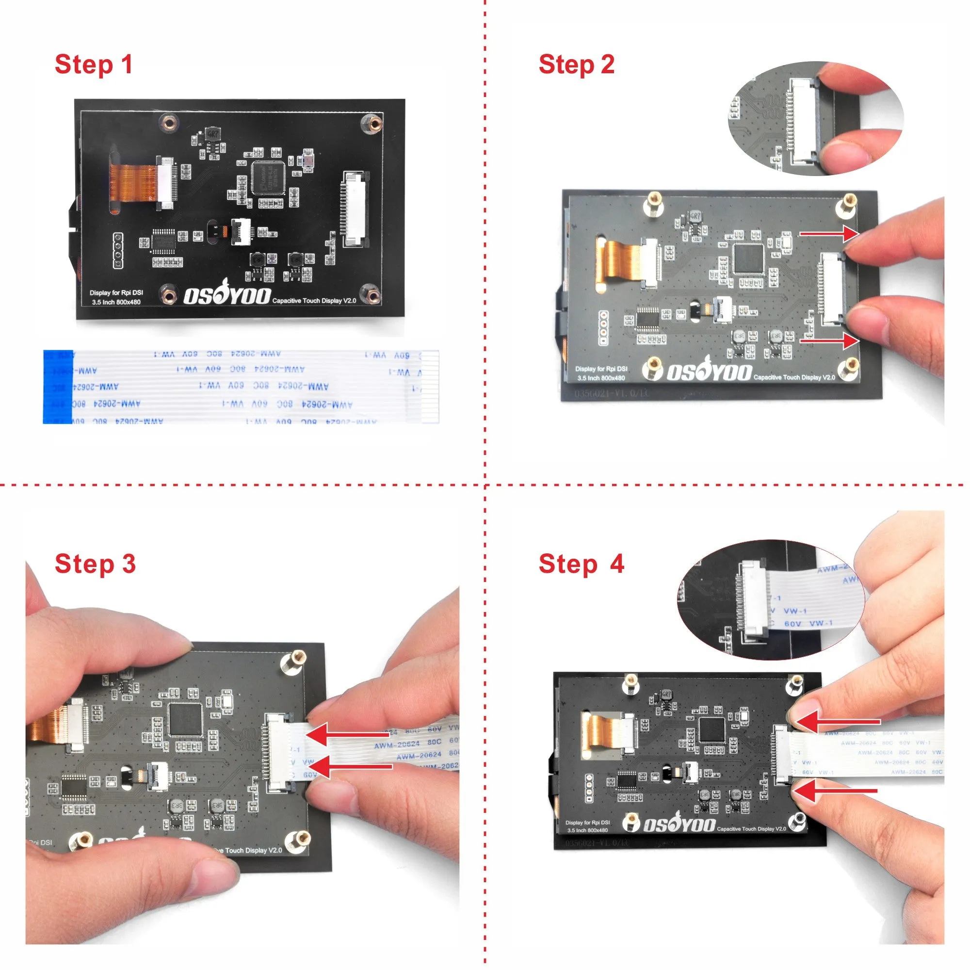 OSOYOO 3.5 Inch DSI Touchscreen LCD Display Capacitive Finger Touch screen Plug and Play monitor for Raspberry Pi5 4 3 2 B B 