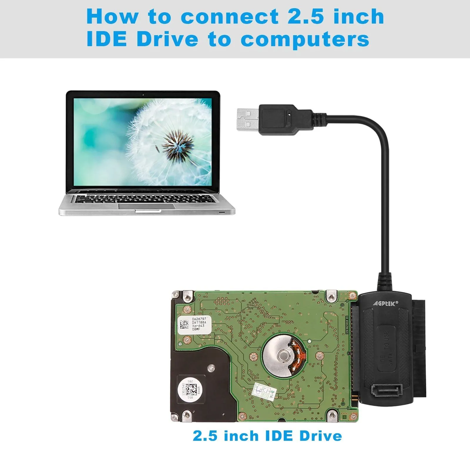 SATA PATA IDE to USB 2.0 Adapter Converter Cable For 2.5" 3.5" Hard Drive Disk