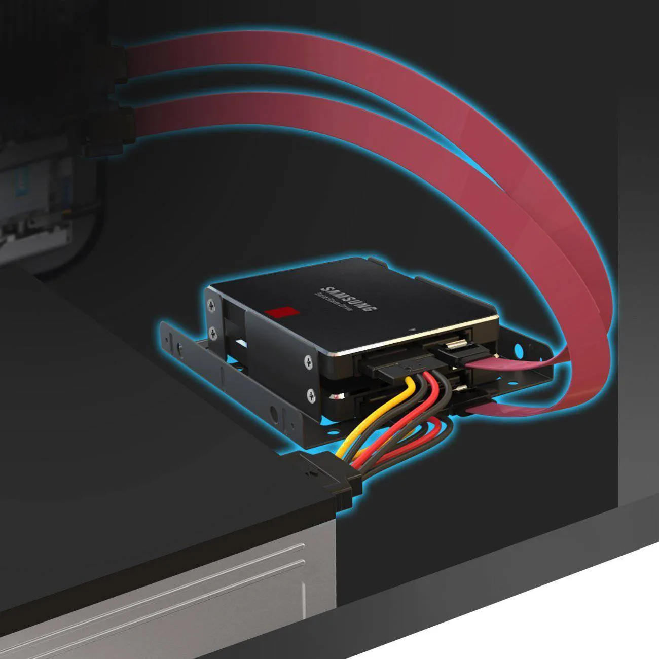 SSD Mounting Bracket 2.5 to 3.5 with SATA Cable and Power Splitter Cable, ST1002S