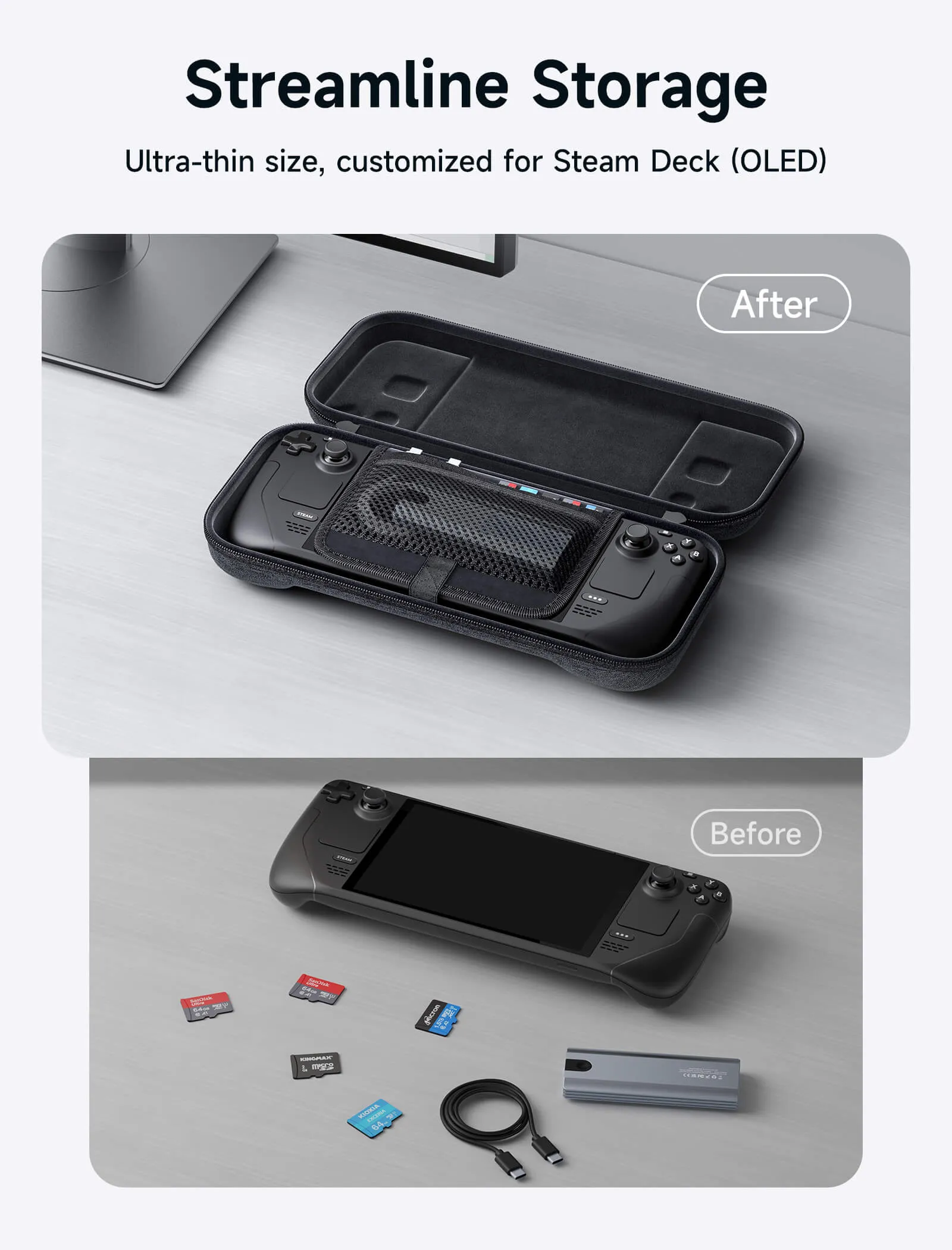 Slim Carrying Case for Steam Deck LCD & OLED - Optimized for Ultra Portability