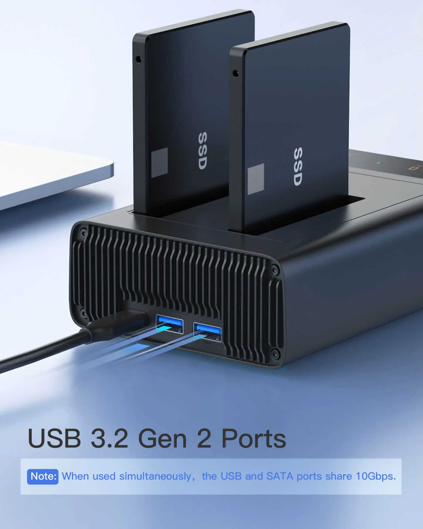 USB 3.2 Gen 2 Dual Bay Hard Drive Docking Station for 2.5" SATA SSD/HDD, FD2025