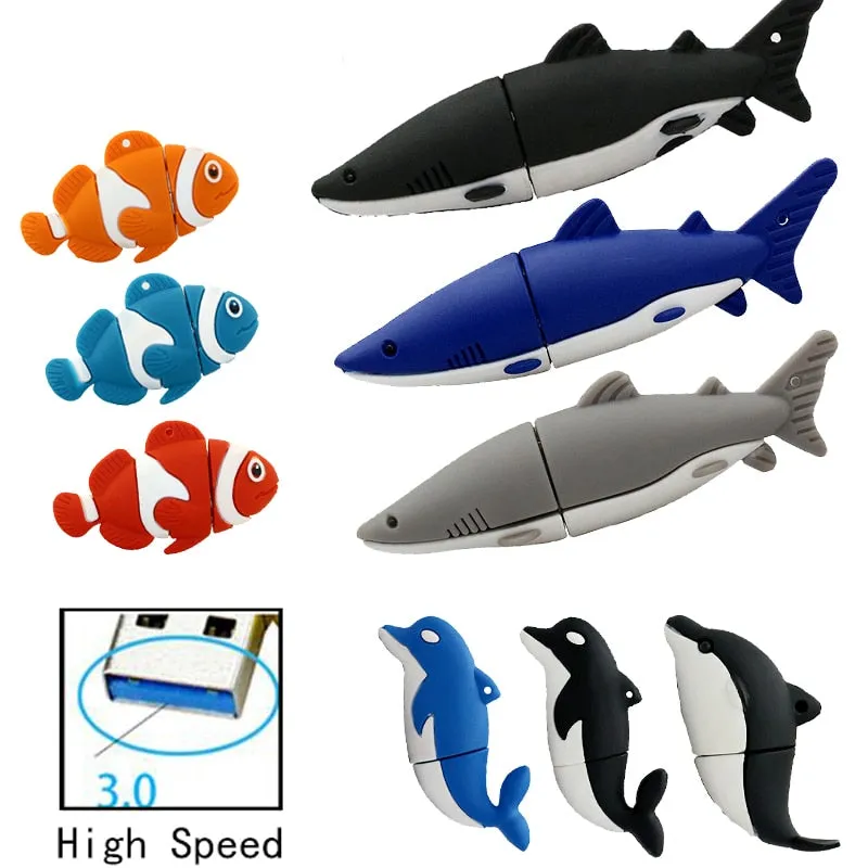 Usb Sticks: Dolphin & Clown Fish & Orca & Shark